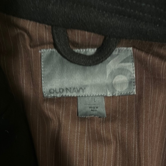 NWOT Old Navy Mens Single Breasted Wool Blend Trench Coat Black Size L - Picture 6 of 6